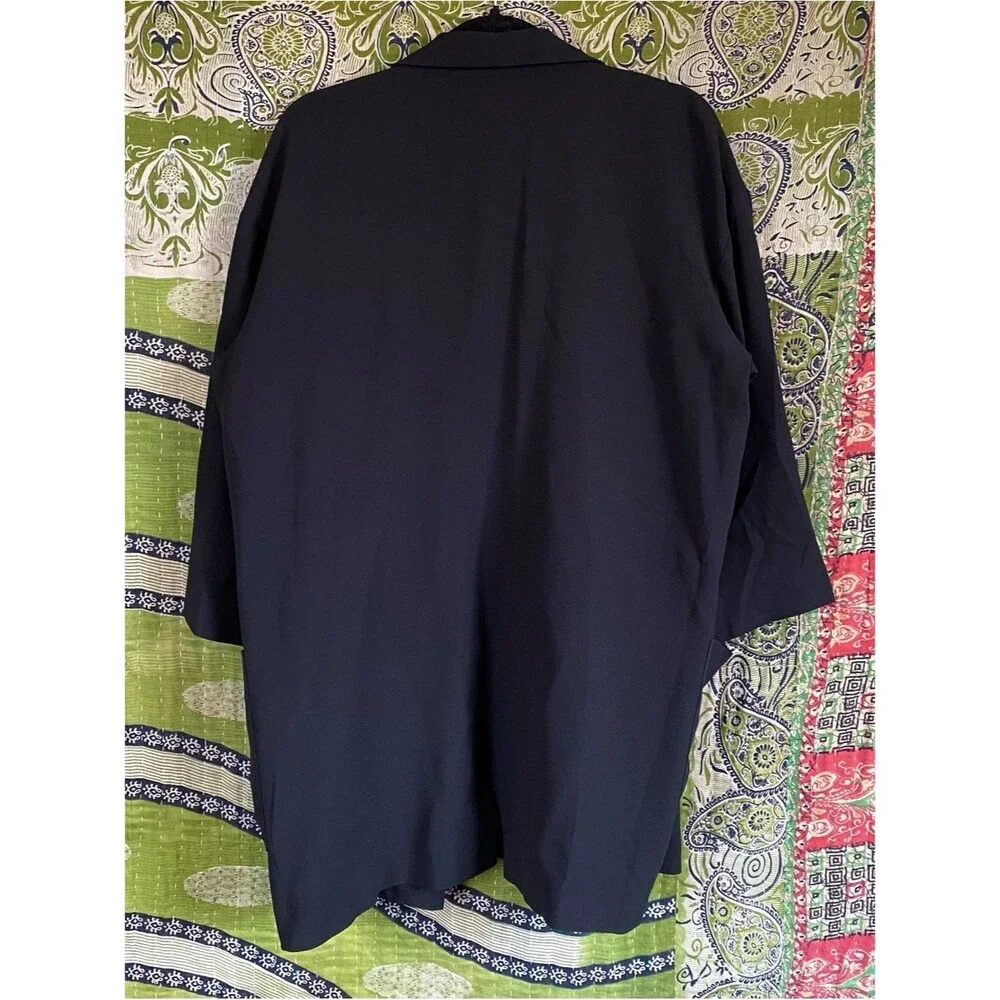 Eileen Fisher Black 100% Silk Crepe Georgette Modern Kimono Blazer Size Medium - Picture 11 of 15